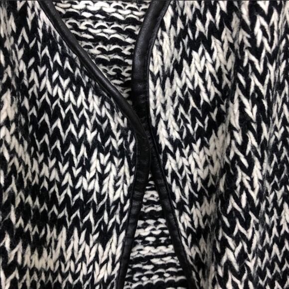 Open Front Cardigan Sweater w/Faux Leather Trim 2X - Picture 3 of 6